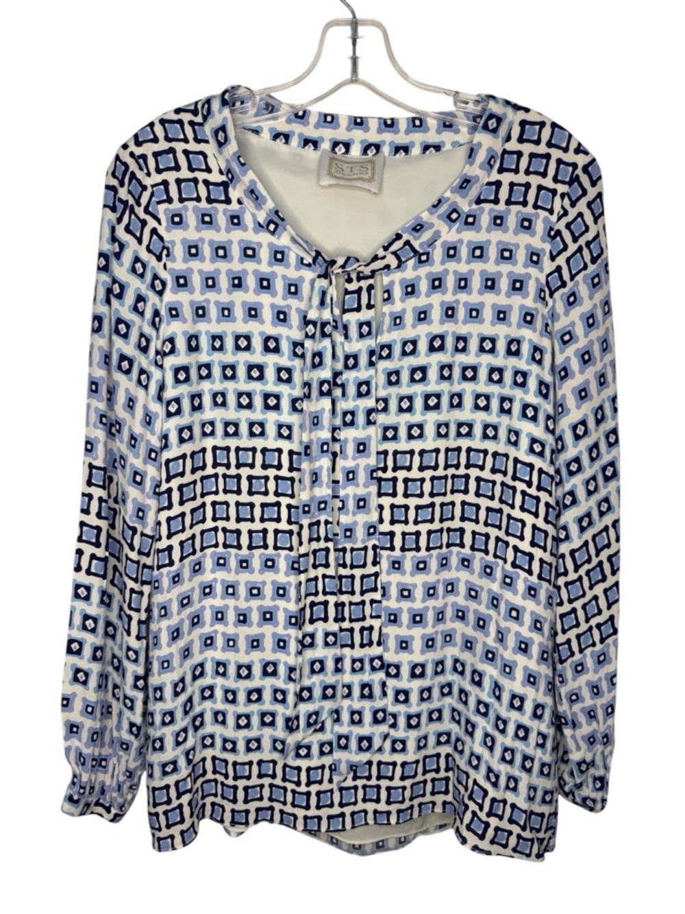 STS Sail to Sable Square Pegs Bow Front Top Blue Print Size Small